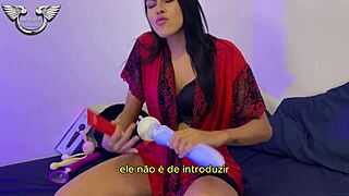 Bia Hot Feels Intense Pleasure Masturbating With Her Huge Toy In Lingerie