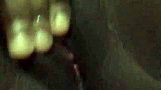 This black babe with a wet pussy masturbates solo, getting a creampie from her assfucking fantasy