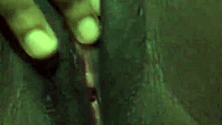 This black babe with a wet pussy masturbates solo, getting a creampie from her assfucking fantasy