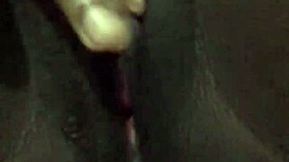 This black babe with a wet pussy masturbates solo, getting a creampie from her assfucking fantasy