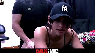 Brazilian police friend fucks cute girlfriend with big cock in anal sex