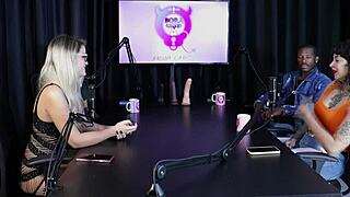 blonde swingers in sheer red lingerie pose sensually for photos with andressa urach