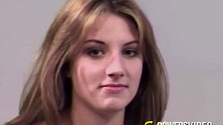 Nubile blonde Teagan gets smashed and gives blowjob in rough garage casting