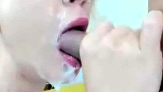 White Girl Performs Sloppy Deepthroat With Spitting And Facial