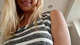 imagine this busty blonde teen getting smashed by her hung stepbro in the garage. pov cumshot included.
