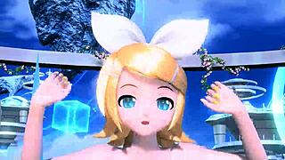 Kagamine Rin sings love song in full nude project diva mod