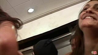 Wow! Leyre Pajon and Sandra Milka Suck Multiple Cocks in Epic Bukkake