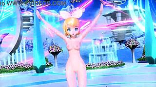 Kagamine Rin sings love song in full nude project diva mod