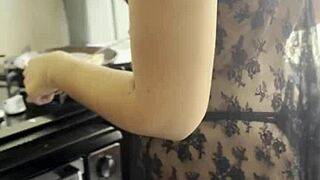 my friend cooked for me in just lingerie and a thong