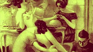 A vintage erotic animation shows bent over scenes with hairy characters in retro settings