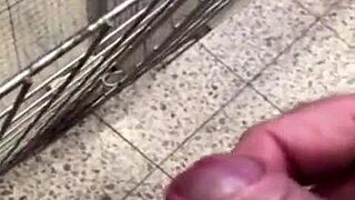 guy pisses and jerks off in diy store