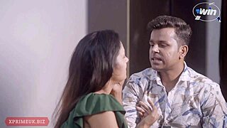 An appetizing woman has sex with a young man who satisfies her well