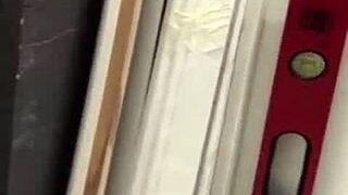 guy pisses and jerks off in diy store