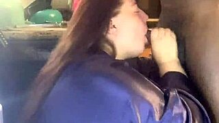 bbw gives sloppy blowjob to monster cock