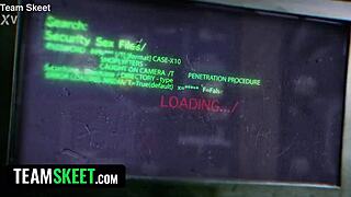 Hot chick with big tits caught stealing, pays pervy guard with rough creampie.