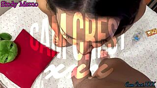 Sindy Memo is sucking that monster cock like a pro, ending with a big cumshot.