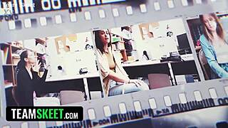 Hot chick with big tits caught stealing, pays pervy guard with rough creampie.