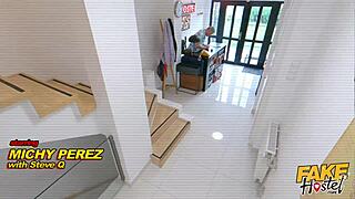 fake hostel catches petite 18+ latina teen bent over in dorm