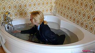 Horny Sophia Smith Teases in College Uniform, Revealing Wet Panties with Passion