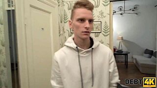Debt4k: Russian shopaholic fucked by debt collector in husband's presence