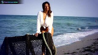 Sensual Jane's Passionate Beach Masturbation