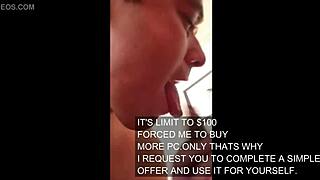 Shemale delivers intense blowjob and facial on bed.