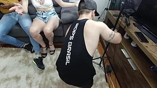 backstage with the redhead sucking the brunette's pussy and my pink cock