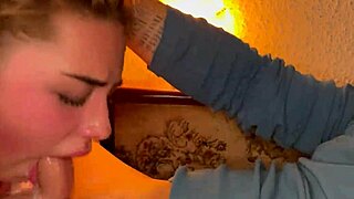 Closeup shows wet sloppy facefuck with gagging and choking