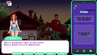 she blows him in the orchard while watching