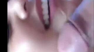 Cumshot to my girlfriend in a gangbang creampie.