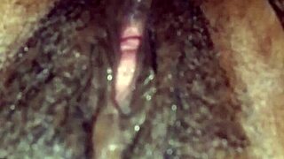 Dirty slutty maid with hairy pussy pees indoor in thong and lingerie