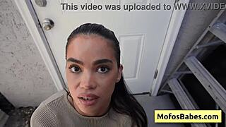 Sexy Brunette Angelina Moon Feels Horny Paying Gardener Logan Xander with Wet Blowjob and Juicy Shaved Pussy in Nature.