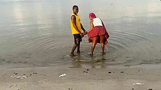 Asian and European mix it up on beach