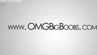 Blonde woman ties her saggy tits in bondage.