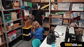 hot blonde milf security guard bends over for rough doggystyle blowjob with a thief guy in reality