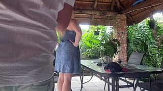 i creampie fucked my best friend's wife on the patio while he's at work