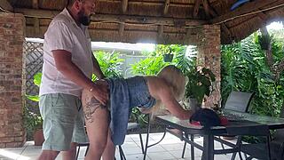 i creampie fucked my best friend's wife on the patio while he's at work