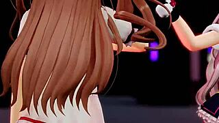 Chieri and Mememe perform a strip dance