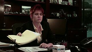 Lesbian pornstar Lily Cade pounds Jay Taylor with big strap-on cock 😈