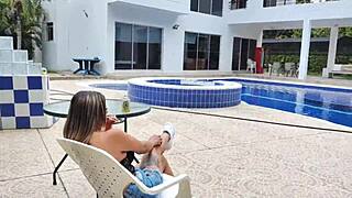 Pretty Brunette Latina With Piercing Fucks House Owner