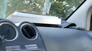 in the car, she gives a handjob and blowjob leading to cumshot tribute