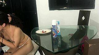 I get so horny eating a juicy cock with strawberry and cream!