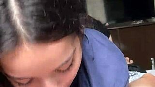 Delicious cock sucked deepthroat with drooling mouth and handjob