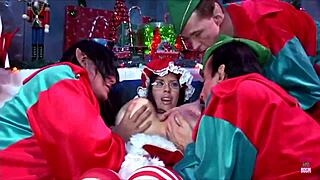 Daphne Rosen stars in a Christmas special getting double penetrated by hung guys. It's a wild holiday treat!