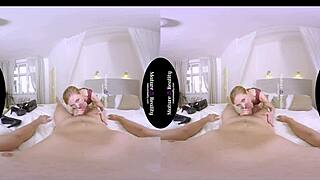 In a hotel room, a skinny mature woman rides in stockings.