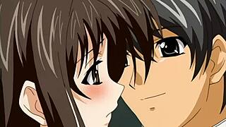 College girl in uniform shorts gets horny and wet from ass touching in hentai.