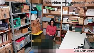 Petite Half Black Shoplifter Teen 18+ Caught: Tiny Interracial Pussy Fucked by Mall Cop?