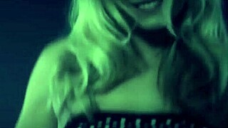 blonde milf masturbates her shaved pussy with shoes on