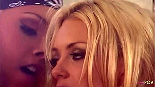 blondes eat pussy in bath then strap on