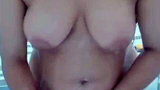 Hey, see my Pakistani stepmom playing with a dildo in the bathroom?